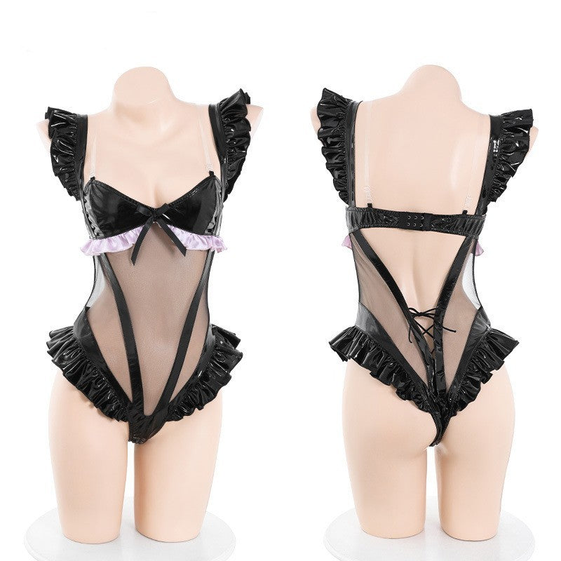 Erotic Lingerie Uniform Patent Leather Suit Passionate Clothes Female